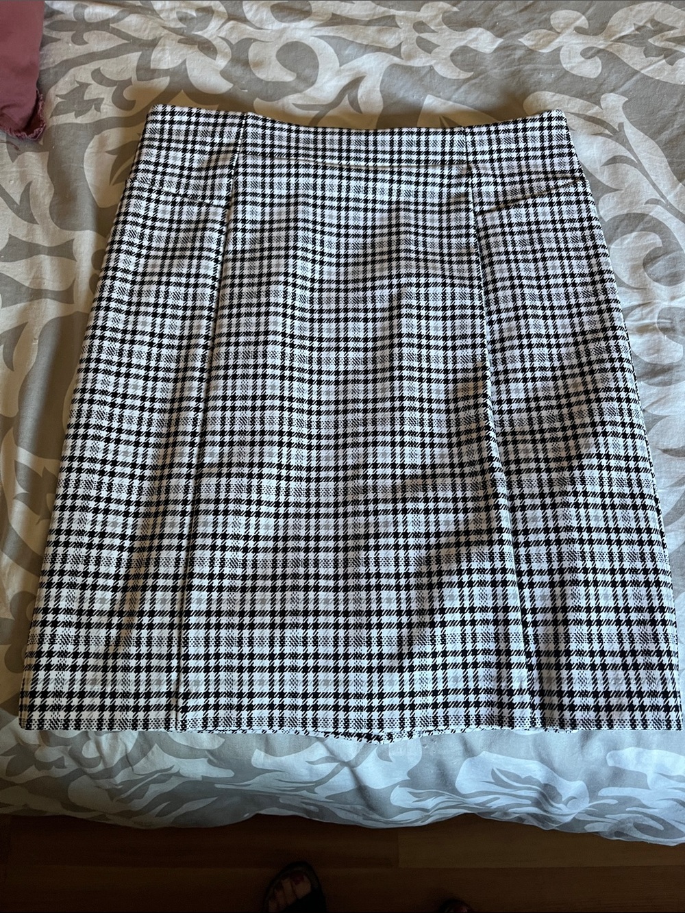 MICHAEL Michael Kors Black and White Plaid A-Line Skirt